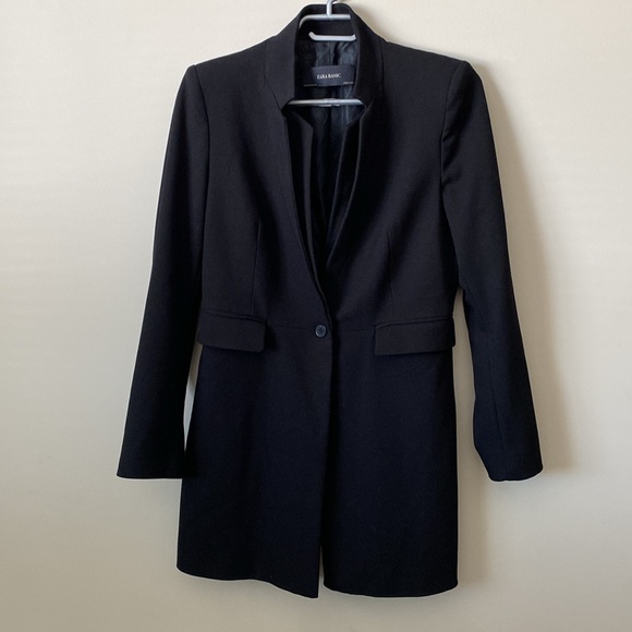 Zara long Black Blazer Jacket - Picture 1 of 6